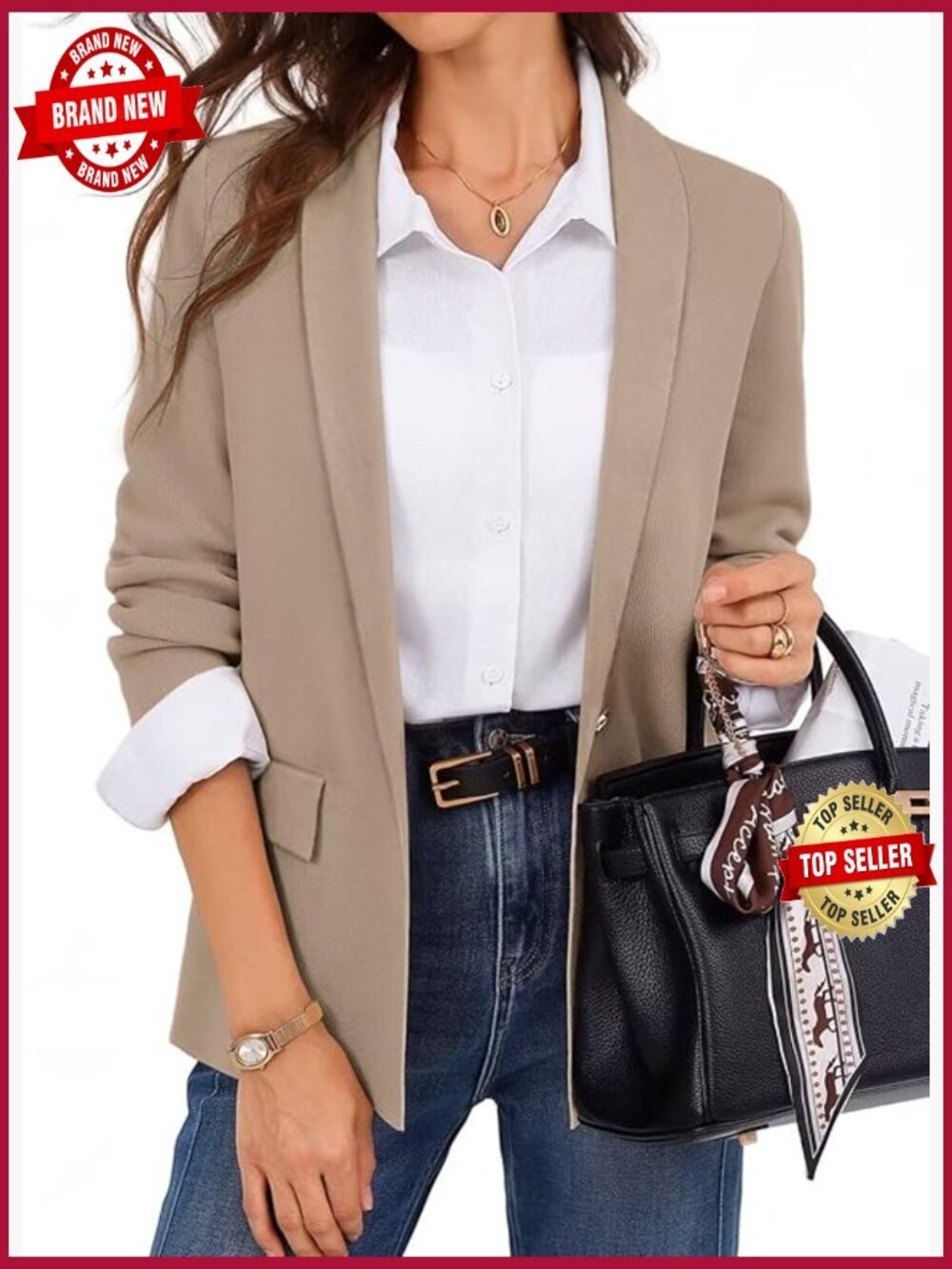 Business Casual Blazer Cardigan, Long Sleeve Open Front Suit Jacket
